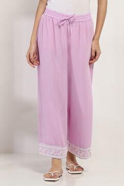 Lavender Solid Straight Palazzos image number 4