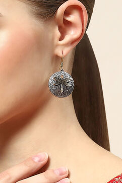 Oxidised Gold Brass Earrings image number 3
