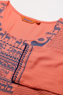 Peach Viscose Rayon Kurta image number 2