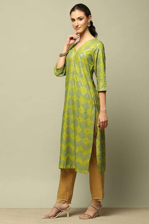 Pink Printed Straight Kurta image number 2