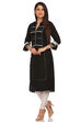 Black Asymmetric Cotton Kurta image number 2