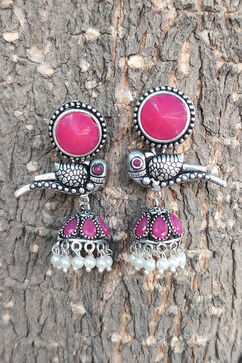 Red Metal Brass Earring image number 0