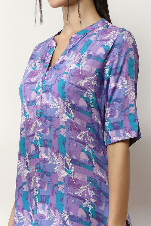 Teal Printed Straight Kurta image number 1