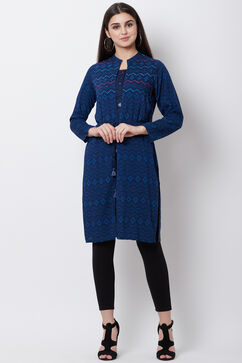 Indigo Viscose Rayon Straight Shrug image number 0
