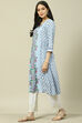 Blue LIVA Straight Kurta image number 2