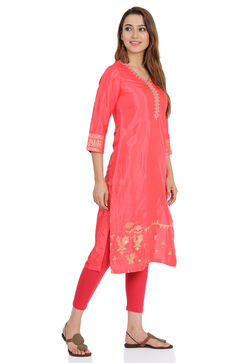 Coral Straight Viscose Kurta image number 3
