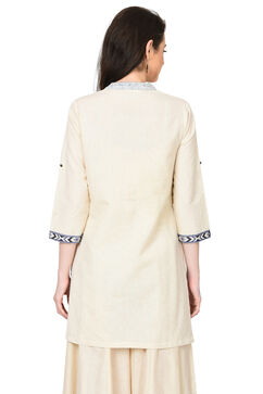 Ivory & Indigo A-Line Cotton Flex Kurta image number 4