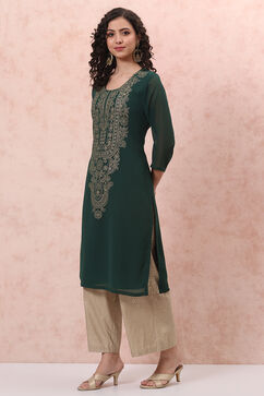 Green Art Silk Straight Kurta image number 0