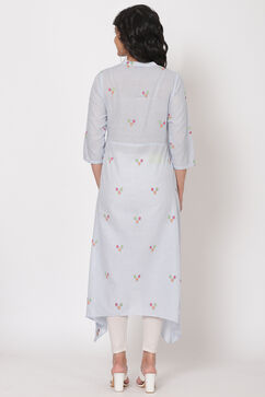 Light Blue Cotton A-Line Kurta image number 5