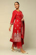 Black Acrylic Straight Yarn Dyed Kurta Palazzo Suit Set image number 5