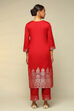 Black Acrylic Straight Yarn Dyed Kurta Palazzo Suit Set image number 4