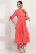 Coral Viscose Rayon Flared Dress image number 4