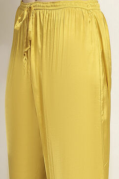 Yellow Cotton Floral Straight Suit Set image number 2