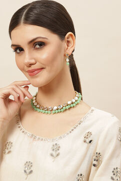Green Alloy Necklace Set image number 1
