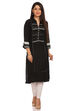 Black Asymmetric Cotton Kurta image number 0