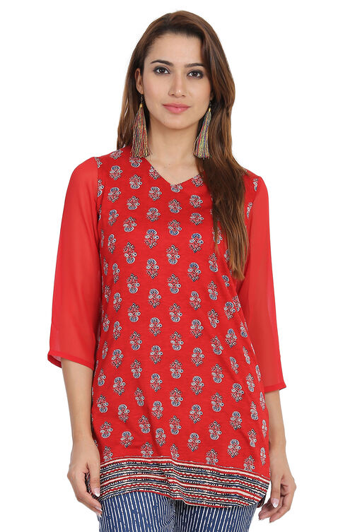 Red Short top Viscose Indie Top image number 0