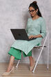 Mint Green Cotton Straight Suit Set image number 3
