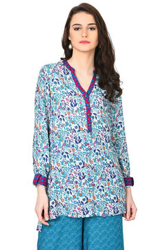 Off White A-Line Rayon Kurta image number 0