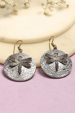 Oxidised Gold Brass Earrings image number 0