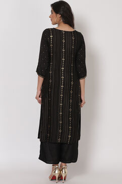 Black Viscose Straight Kurta image number 4