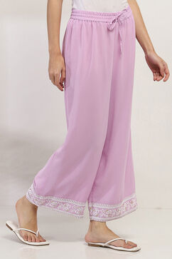 Lavender Solid Straight Palazzos image number 3