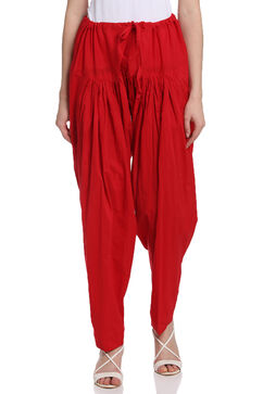 Red Cotton Fusion Pants image number 0