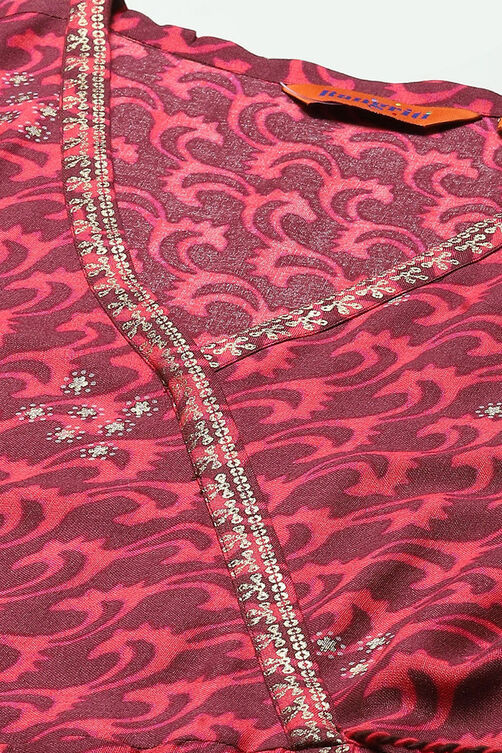 Wine LIVA Straight Printed Top image number 1