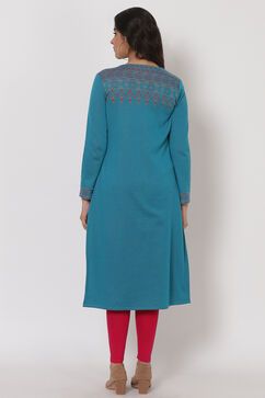 Turquise Poly Cotton Jacquard Shrug image number 5