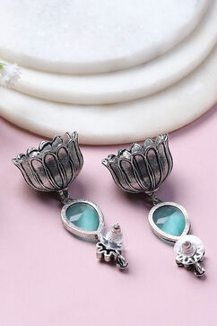 Mint Green Alloy Jhumkas image number 2