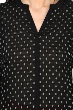 Black A-Line Cotton Kurta image number 4