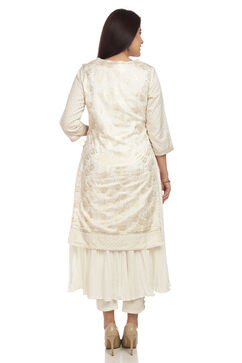 Ecru Flared Viscose Kurta image number 6