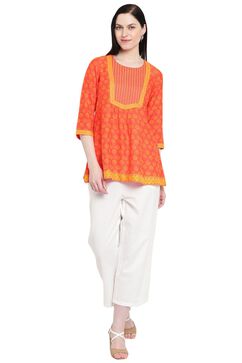 Coral Viscose A-Line Indie Top image number 5