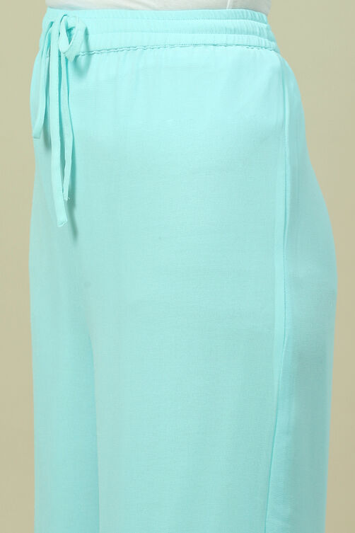 Lime Green Cotton Blend Palazzo image number 2