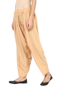Beige Viscose Rayon Fusion Pants image number 8