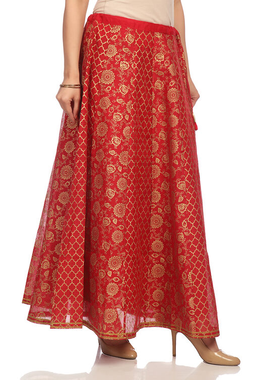 Red Poly Cotton Skirt image number 1