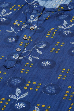 Indigo Blue Botanical Printed Straight Kurta image number 1