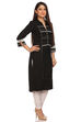 Black Asymmetric Cotton Kurta image number 1