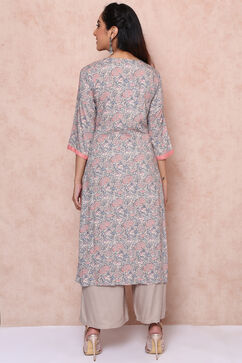 Brown Viscose Rayon Straight Suit Set image number 6