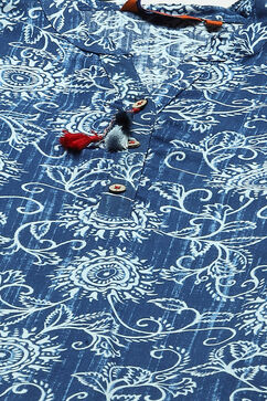 Indigo LIVA Straight Printed Dress image number 1