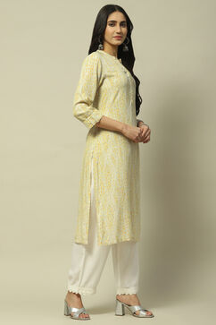 Yellow Rayon Staight Kurta image number 4
