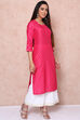 Fuschia Polyester Straight Kurta image number 1