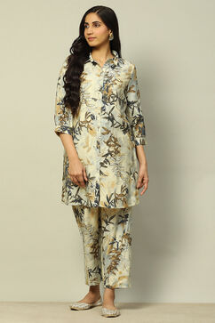 Off-White Viscose Blend Printed Co-ord Set image number 0