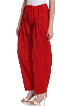 Red Cotton Fusion Pants image number 2