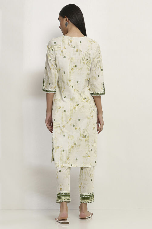 Lime Green Cotton Straight Set image number 3