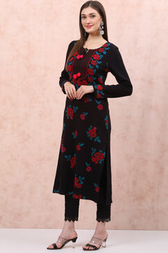 Black Acrylic Straight Kurta image number 0