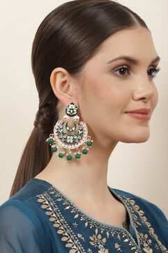 Dark Green Gold Plated Chandbalis image number 3