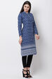 Blue Cotton And Flex A Line Jacket image number 5