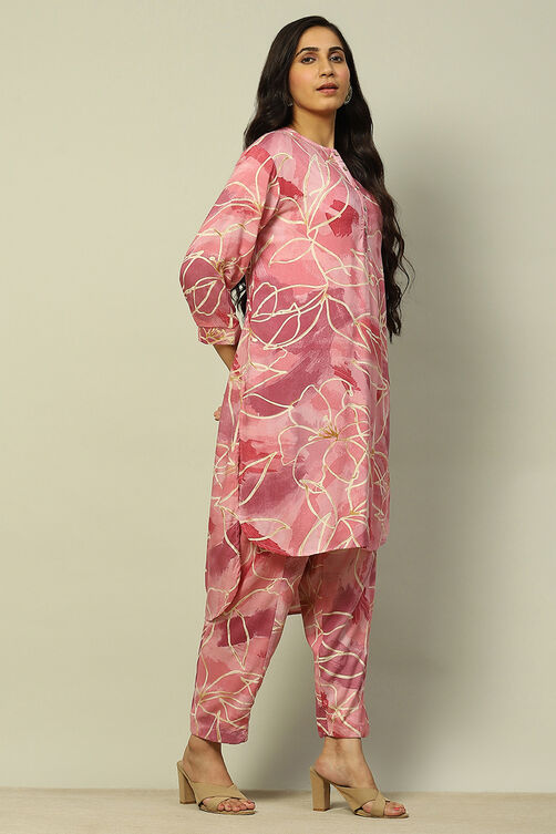 Aqua Blue Floral Printed Straight Co-ord Set image number 5