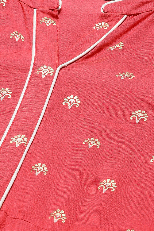 Coral Viscose Rayon Kalidar Dress image number 1