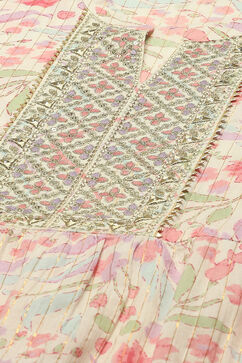 Pink Cotton Blend Printed Kurta & Pants Suit Set image number 1